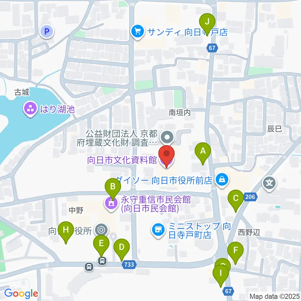 向日市文化資料館周辺の駐車場・コインパーキング一覧地図