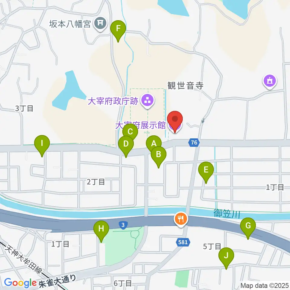 大宰府展示館周辺の駐車場・コインパーキング一覧地図