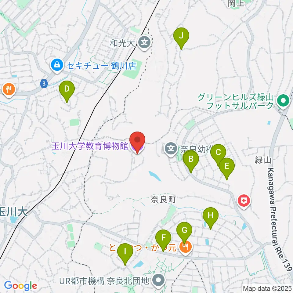 玉川大学教育博物館周辺の駐車場・コインパーキング一覧地図