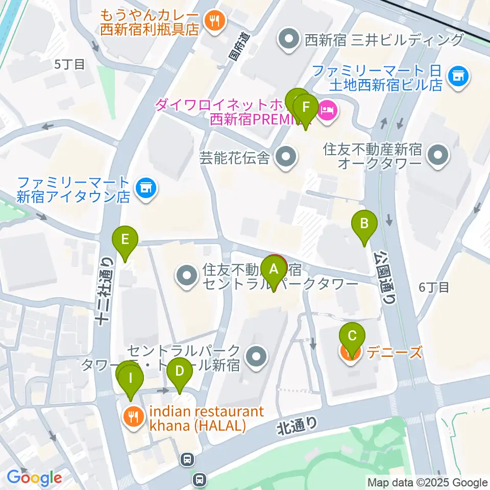 ベルサール新宿セントラルパーク周辺の駐車場・コインパーキング一覧地図