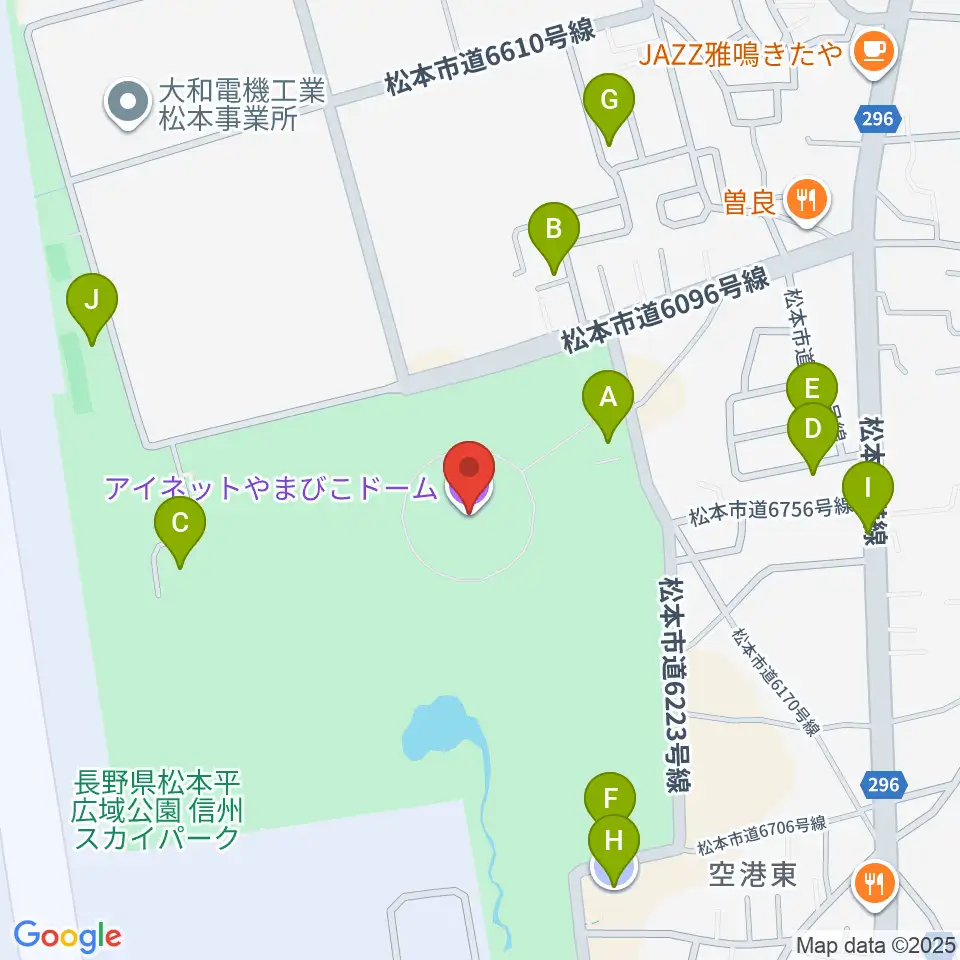 アイネットやまびこドーム周辺の駐車場・コインパーキング一覧地図