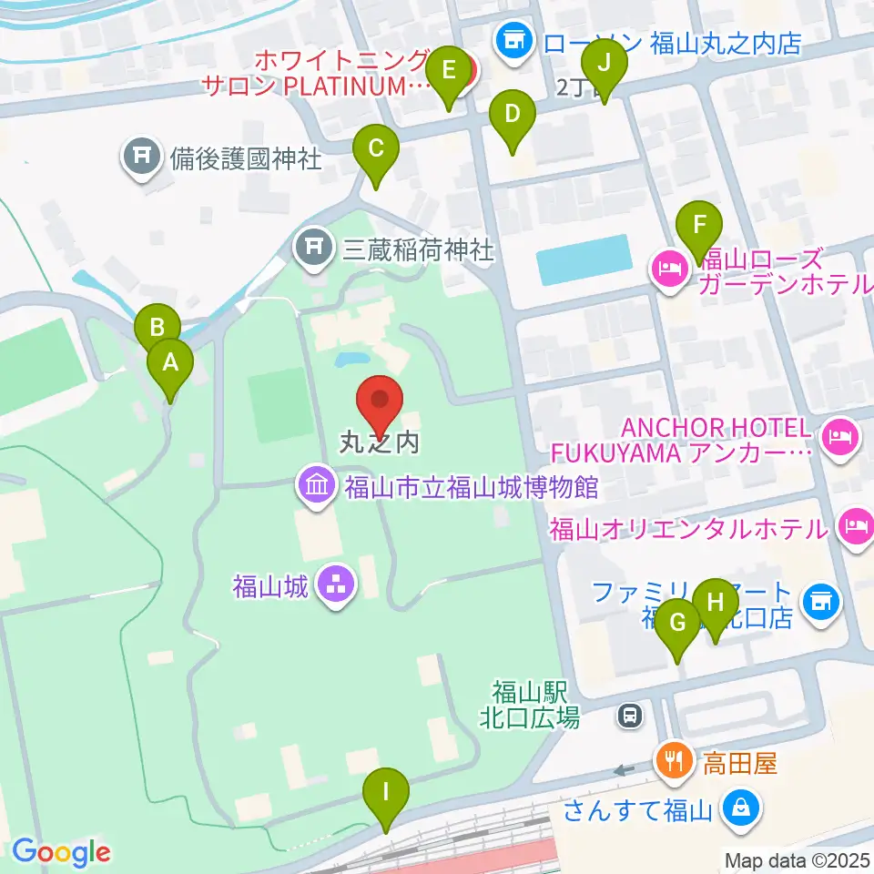 福山城博物館周辺の駐車場・コインパーキング一覧地図