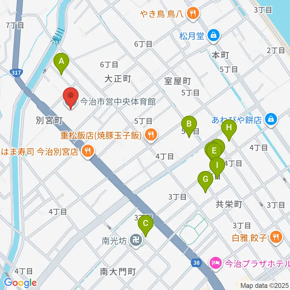今治市中央体育館周辺の駐車場・コインパーキング一覧地図