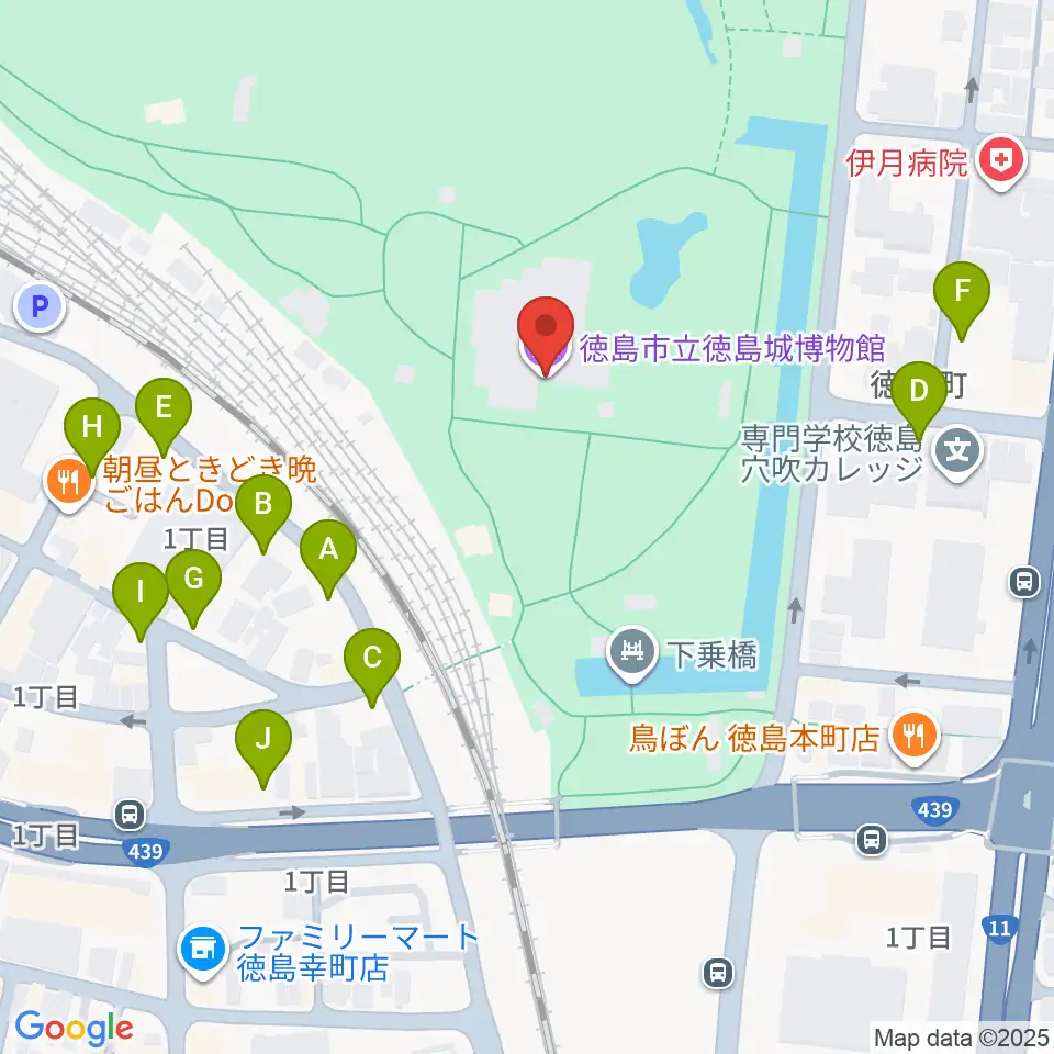 徳島市立徳島城博物館周辺の駐車場・コインパーキング一覧地図
