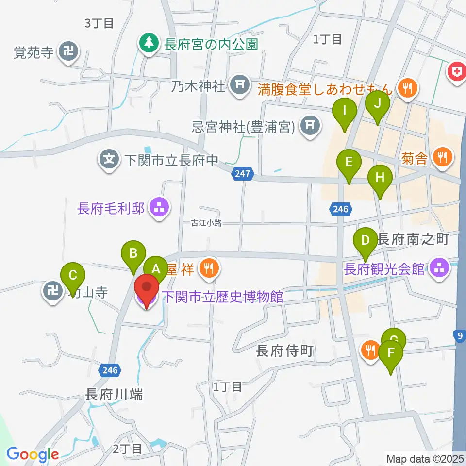 下関市立歴史博物館周辺の駐車場・コインパーキング一覧地図