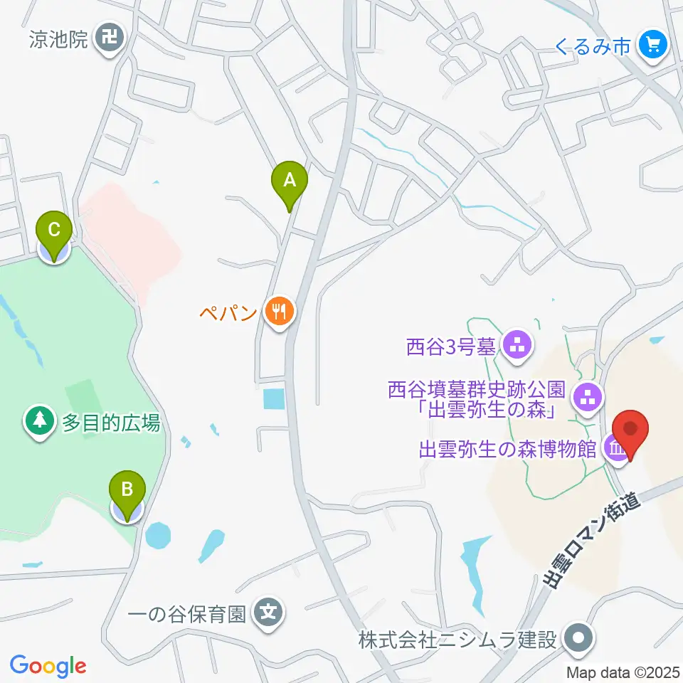 出雲弥生の森博物館周辺の駐車場・コインパーキング一覧地図