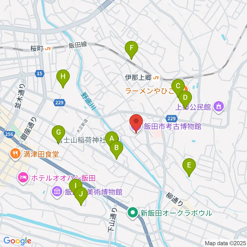 飯田市考古博物館周辺の駐車場・コインパーキング一覧地図