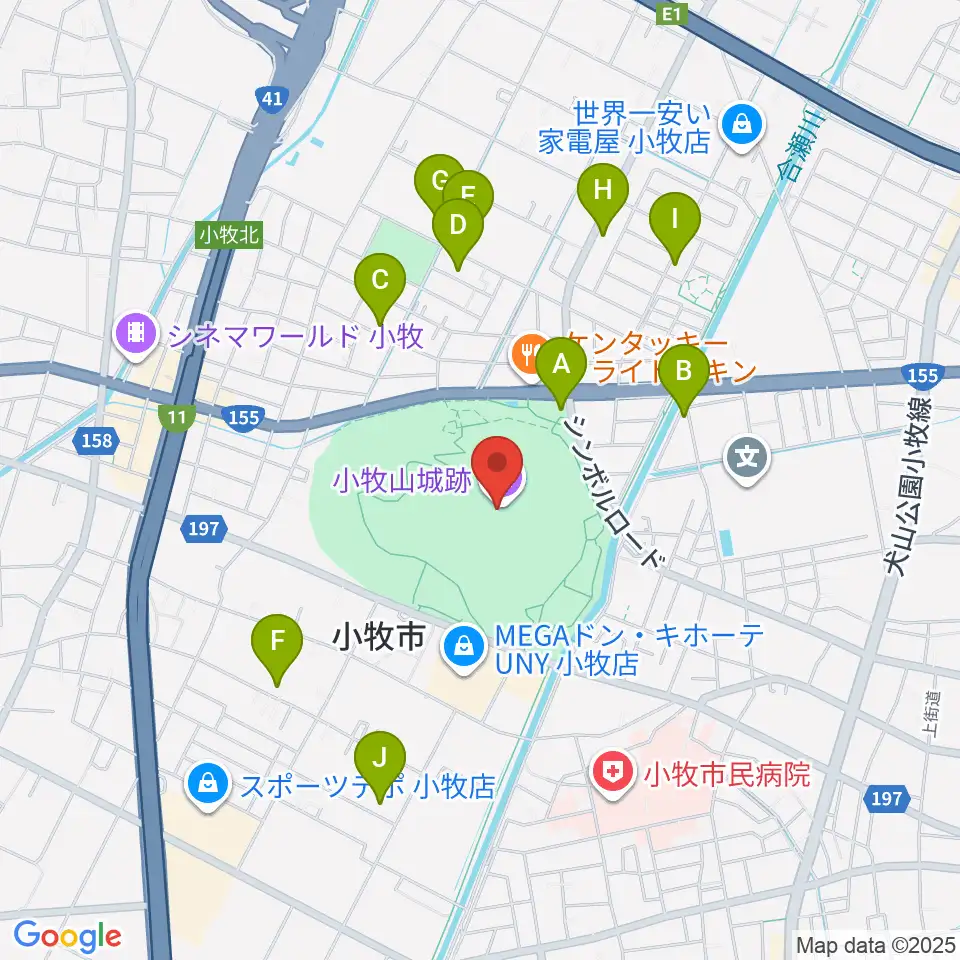 小牧山歴史館周辺の駐車場・コインパーキング一覧地図