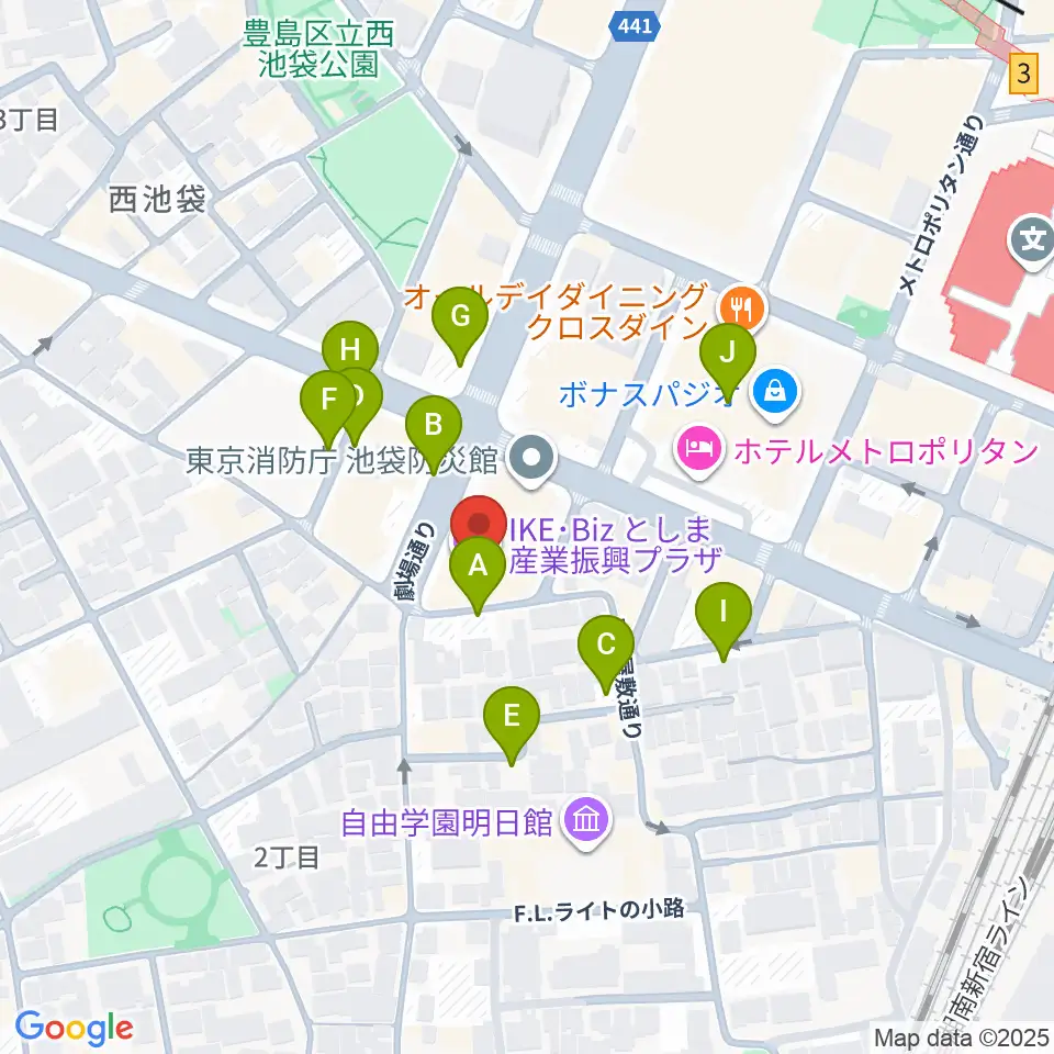 豊島区立郷土資料館周辺の駐車場・コインパーキング一覧地図