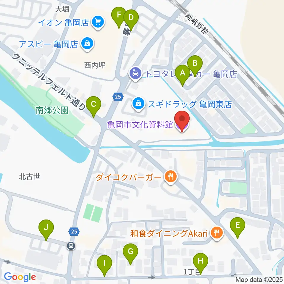 亀岡市文化資料館周辺の駐車場・コインパーキング一覧地図