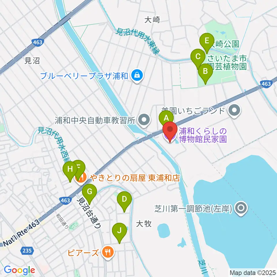浦和くらしの博物館民家園周辺の駐車場・コインパーキング一覧地図