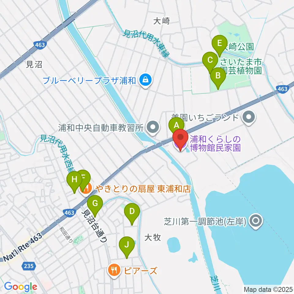 浦和くらしの博物館民家園周辺の駐車場・コインパーキング一覧地図