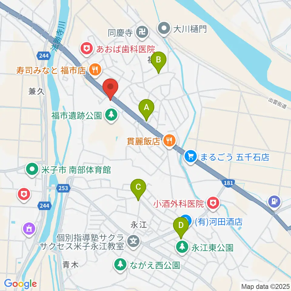 米子市福市考古資料館周辺の駐車場・コインパーキング一覧地図