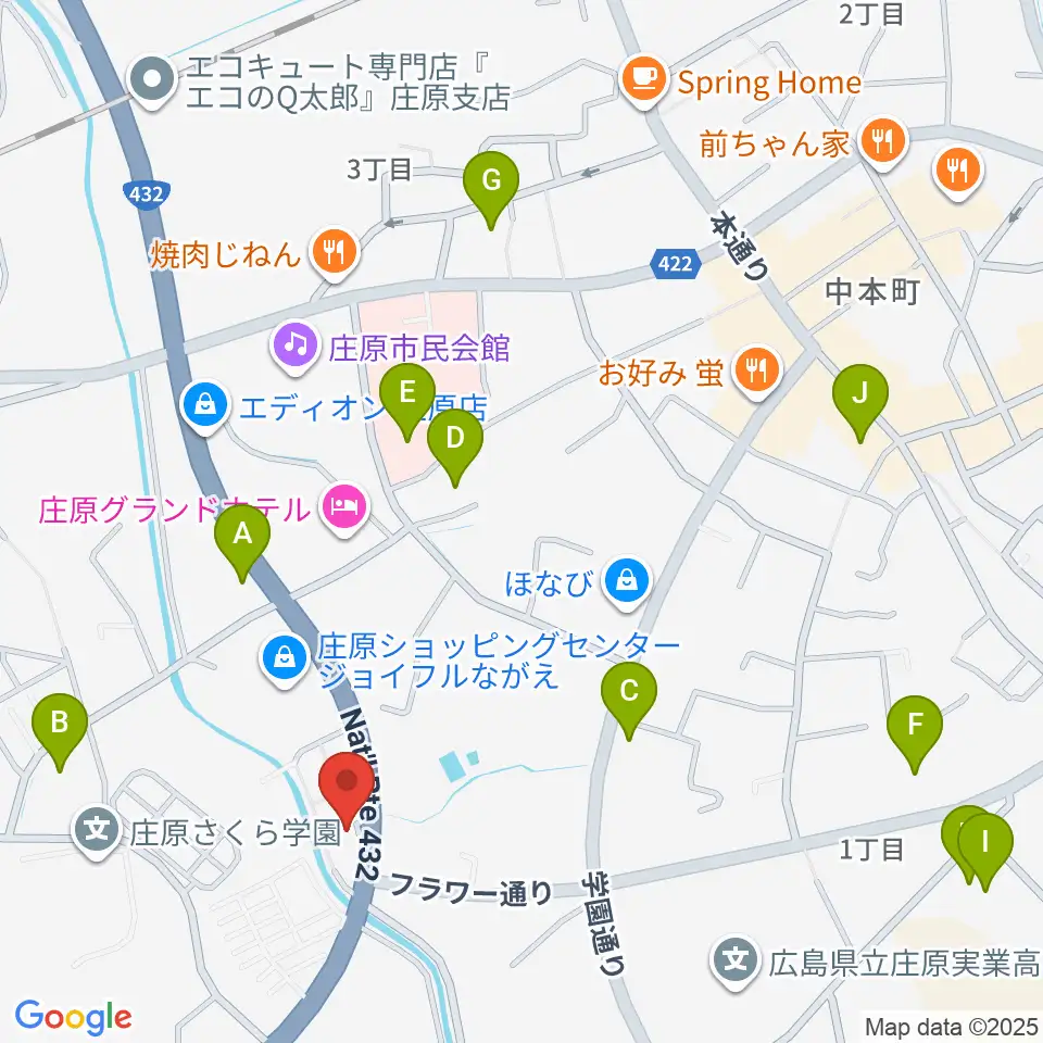庄原市歴史民俗資料館周辺の駐車場・コインパーキング一覧地図