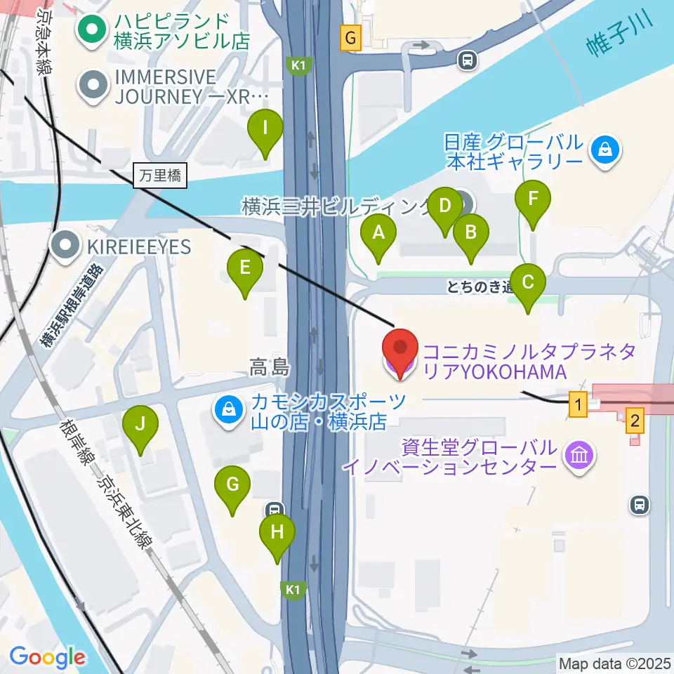 プラネタリアYOKOHAMA周辺の駐車場・コインパーキング一覧地図