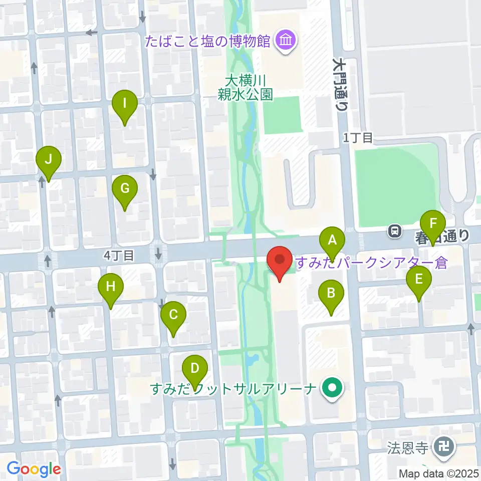 すみだパークシアター倉周辺の駐車場・コインパーキング一覧地図