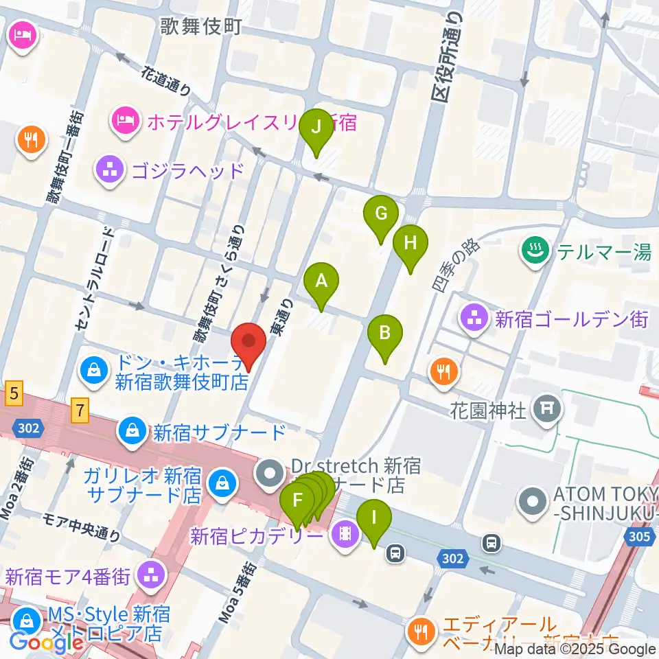 歌舞伎町劇場周辺の駐車場・コインパーキング一覧地図