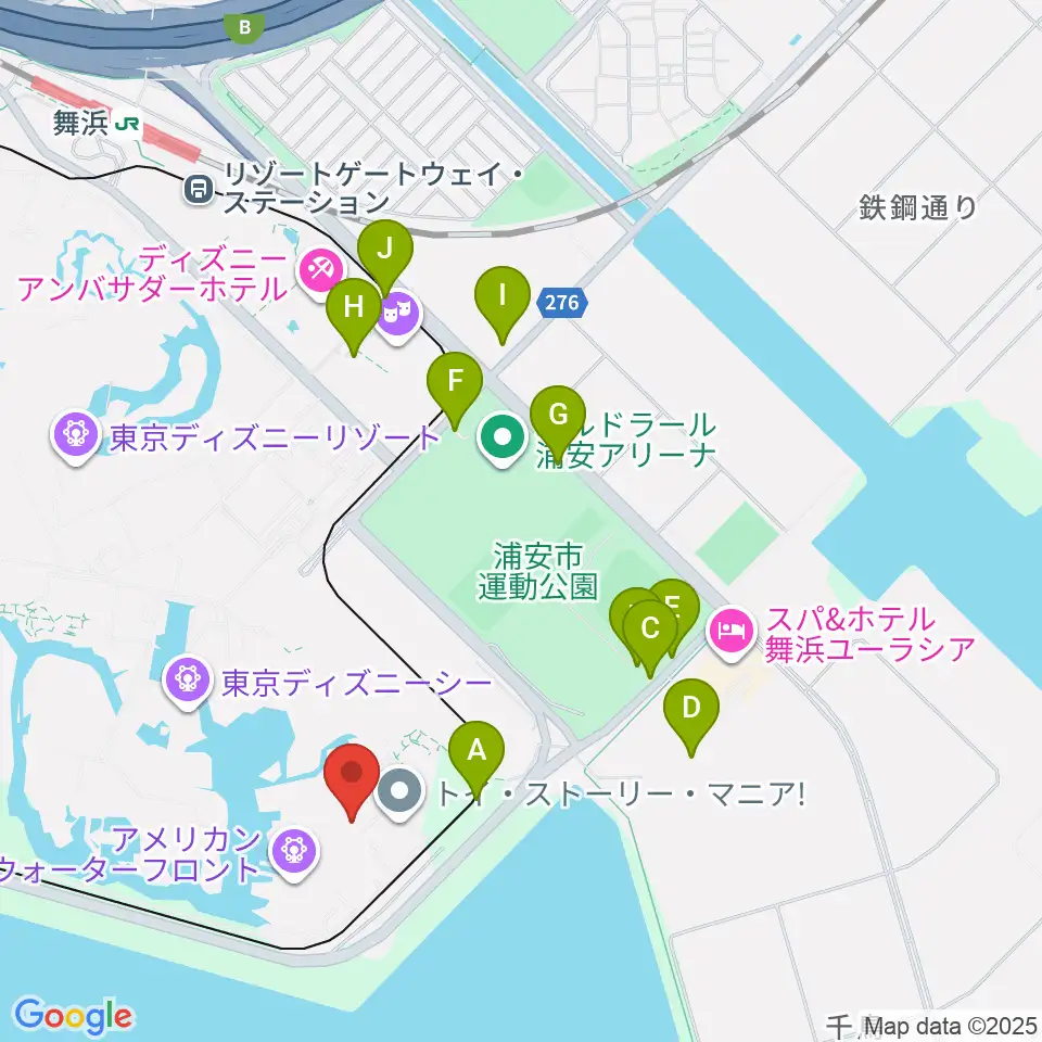 東京ディズニーシー ブロードウェイ･ミュージックシアター周辺の駐車場・コインパーキング一覧地図