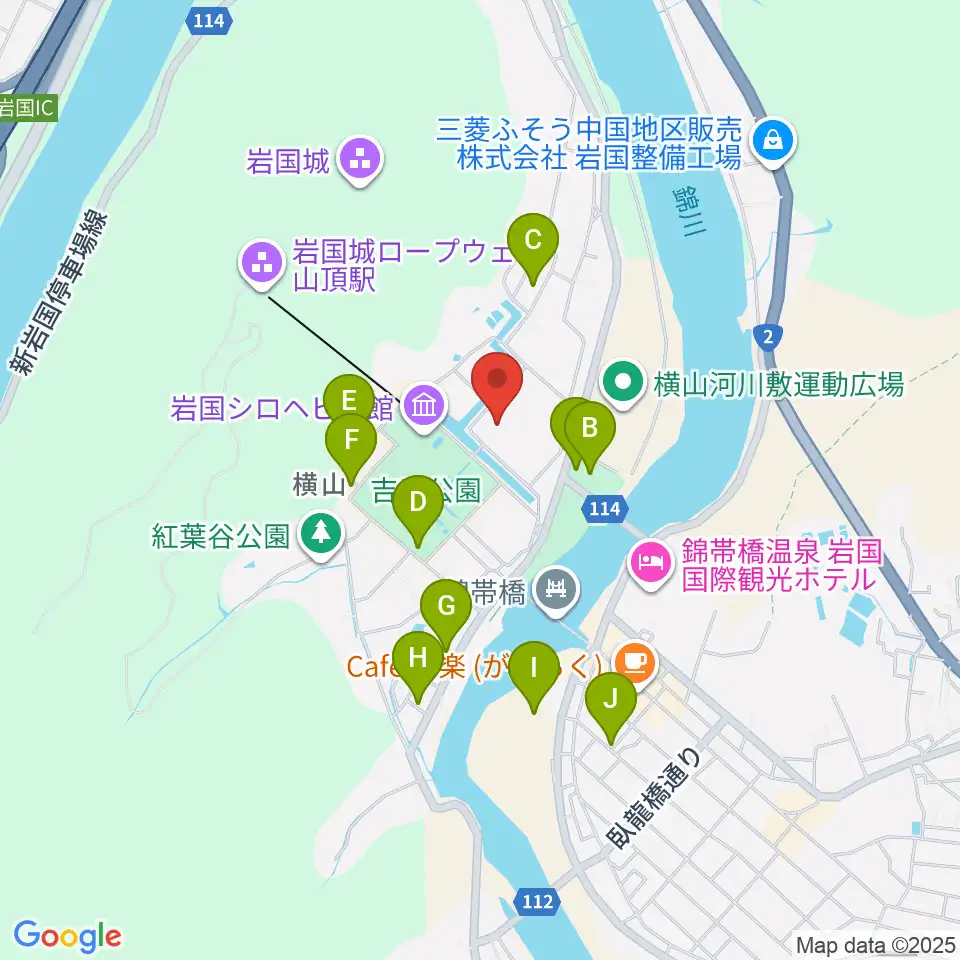 岩国徴古館周辺の駐車場・コインパーキング一覧地図