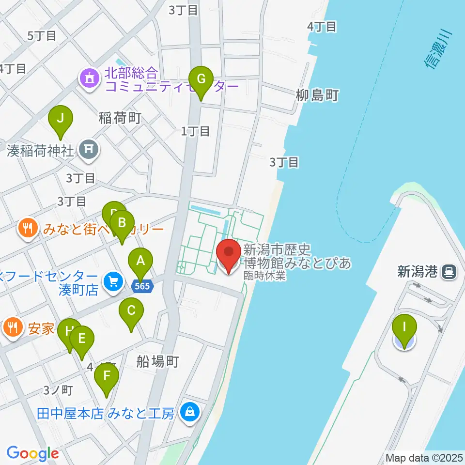新潟市歴史博物館周辺の駐車場・コインパーキング一覧地図
