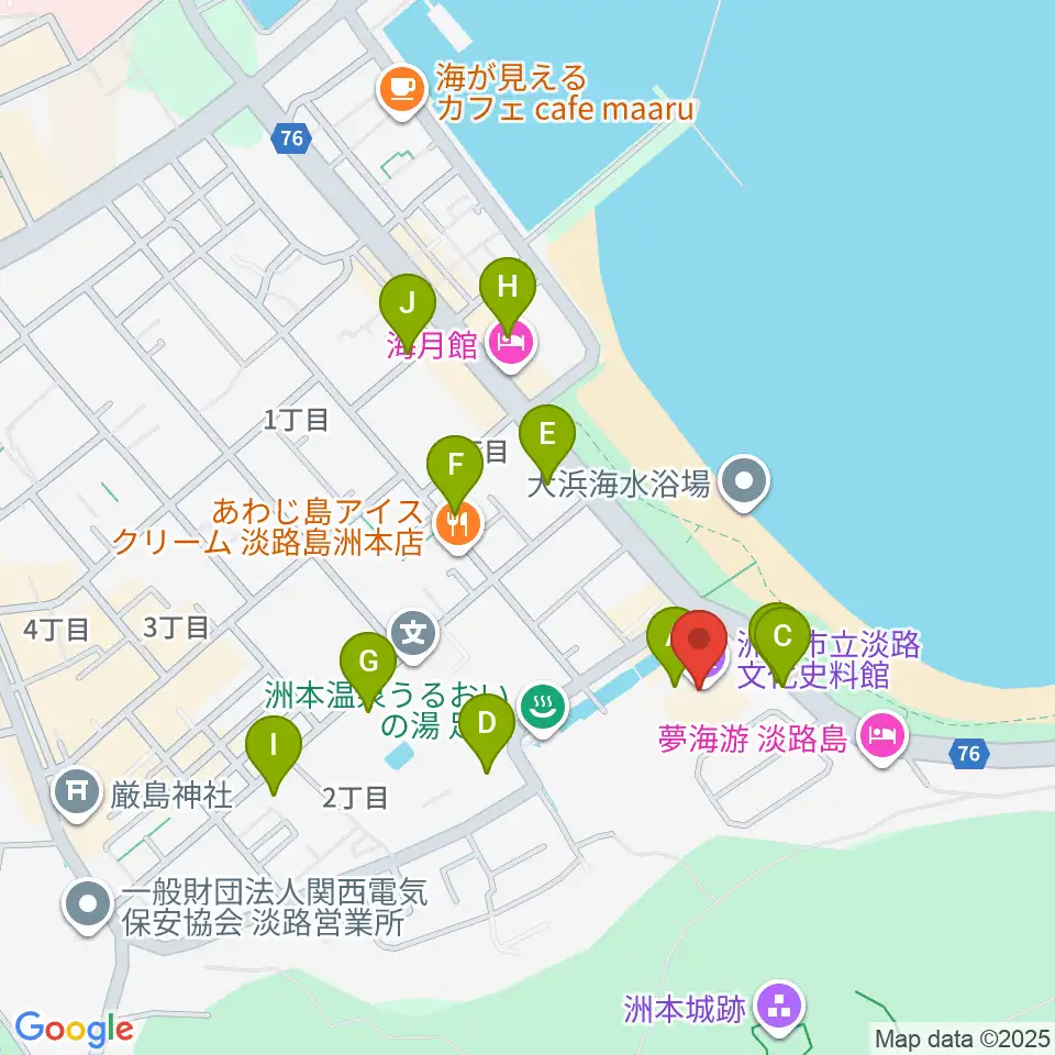 淡路文化史料館周辺の駐車場・コインパーキング一覧地図