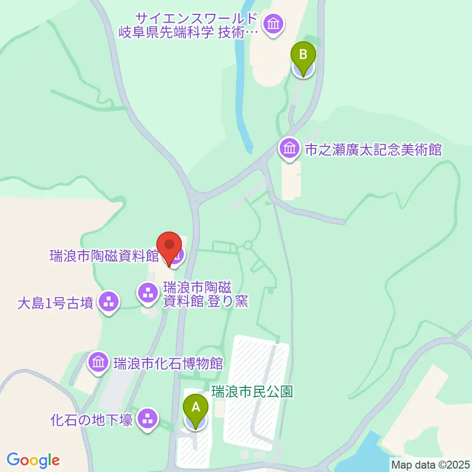 瑞浪市陶磁資料館周辺の駐車場・コインパーキング一覧地図