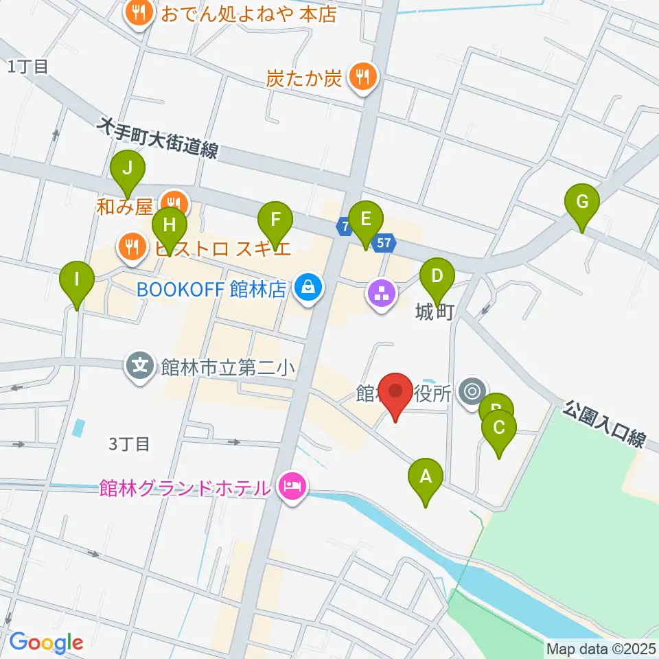 館林市第一資料館周辺の駐車場・コインパーキング一覧地図