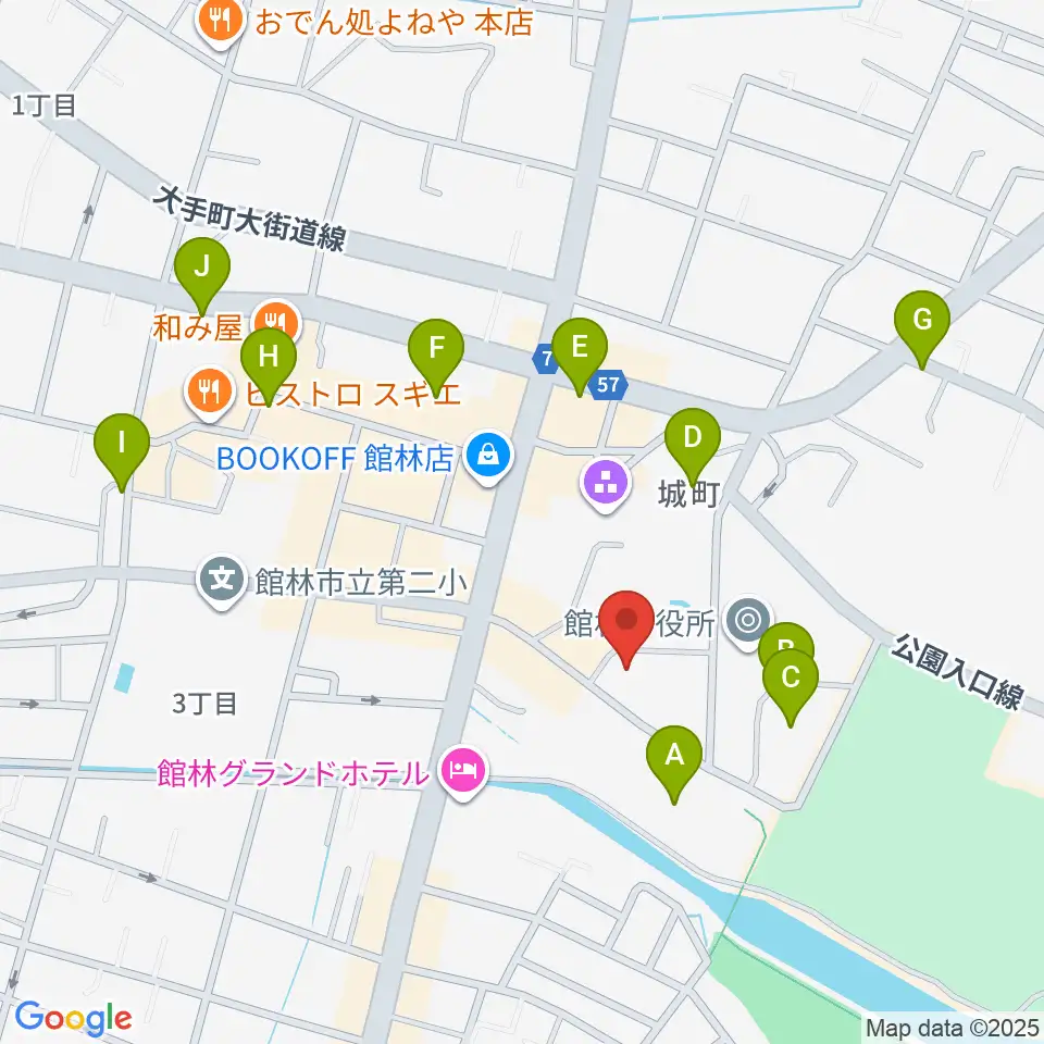 館林市第一資料館周辺の駐車場・コインパーキング一覧地図