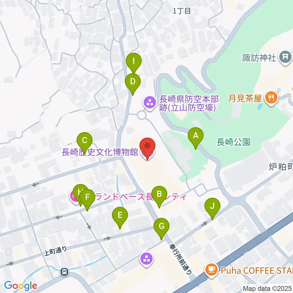 長崎歴史文化博物館周辺の駐車場・コインパーキング一覧地図