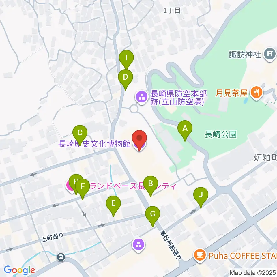 長崎歴史文化博物館周辺の駐車場・コインパーキング一覧地図