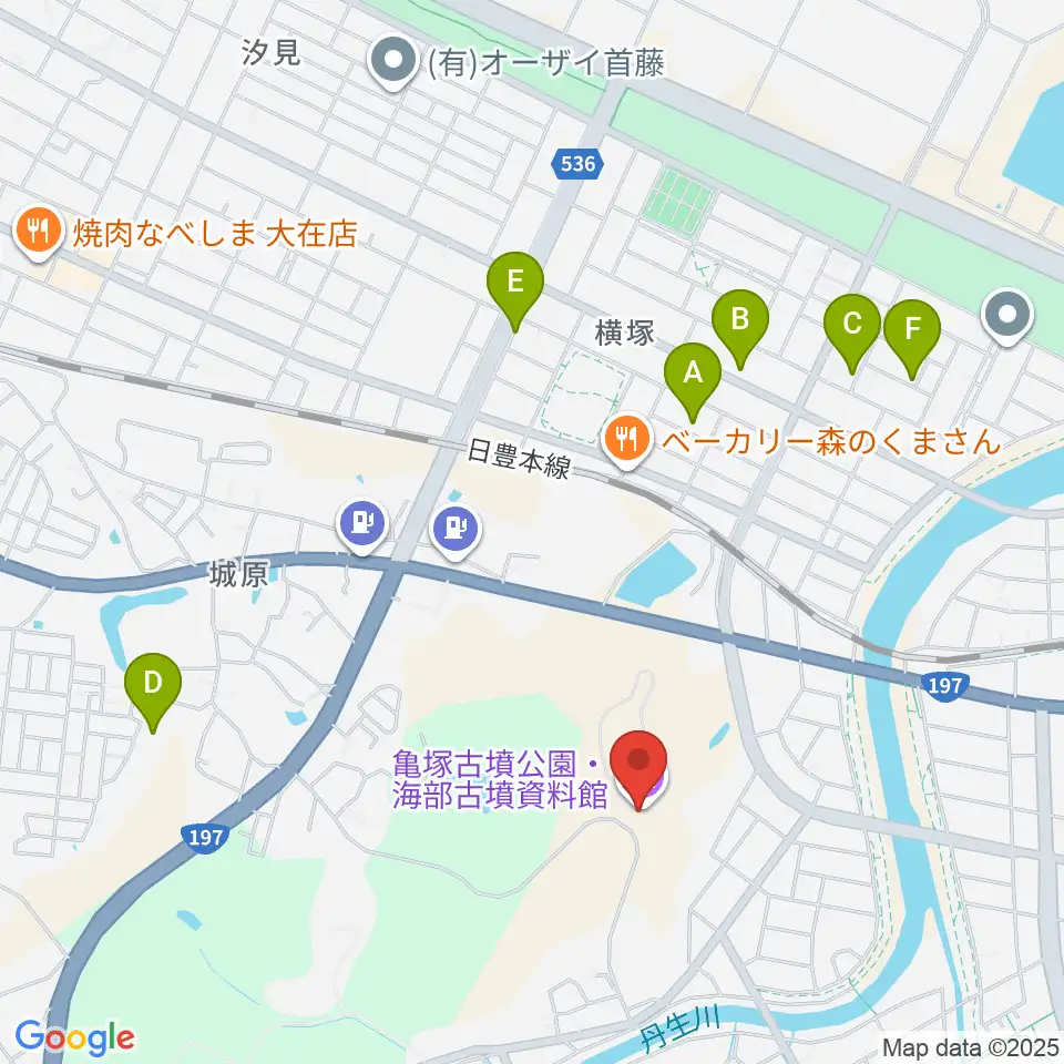 亀塚古墳公園・海部古墳資料館周辺の駐車場・コインパーキング一覧地図