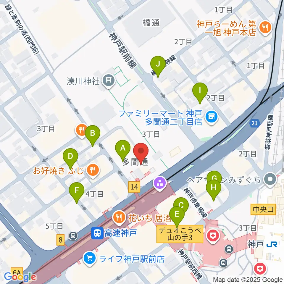 湊川神社宝物殿周辺の駐車場・コインパーキング一覧地図