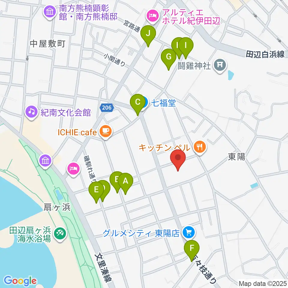 田辺市立歴史民俗資料館周辺の駐車場・コインパーキング一覧地図