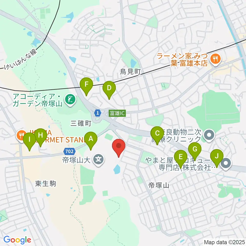 帝塚山大学附属博物館周辺の駐車場・コインパーキング一覧地図