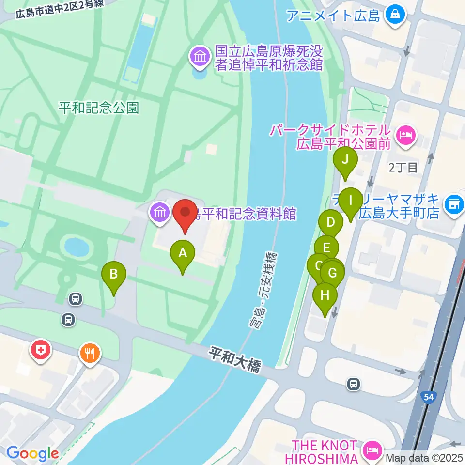 広島平和記念資料館周辺の駐車場・コインパーキング一覧地図