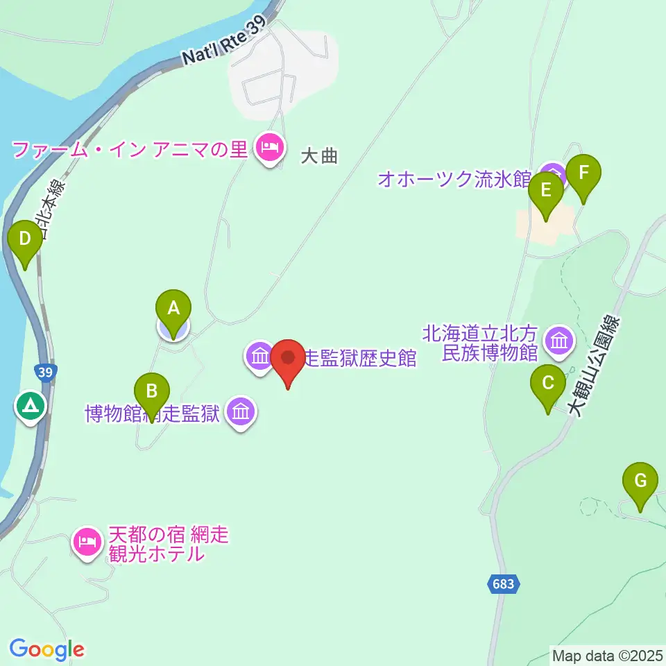 博物館網走監獄周辺の駐車場・コインパーキング一覧地図