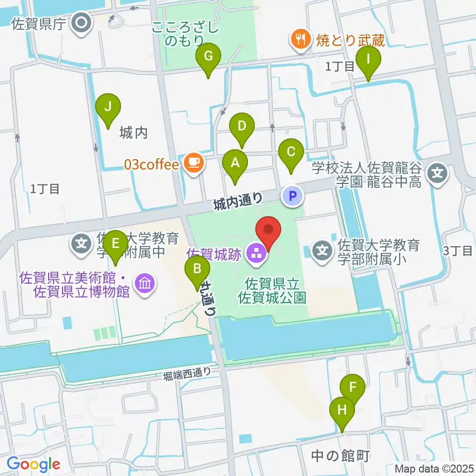 佐賀県立佐賀城本丸歴史館周辺の駐車場・コインパーキング一覧地図