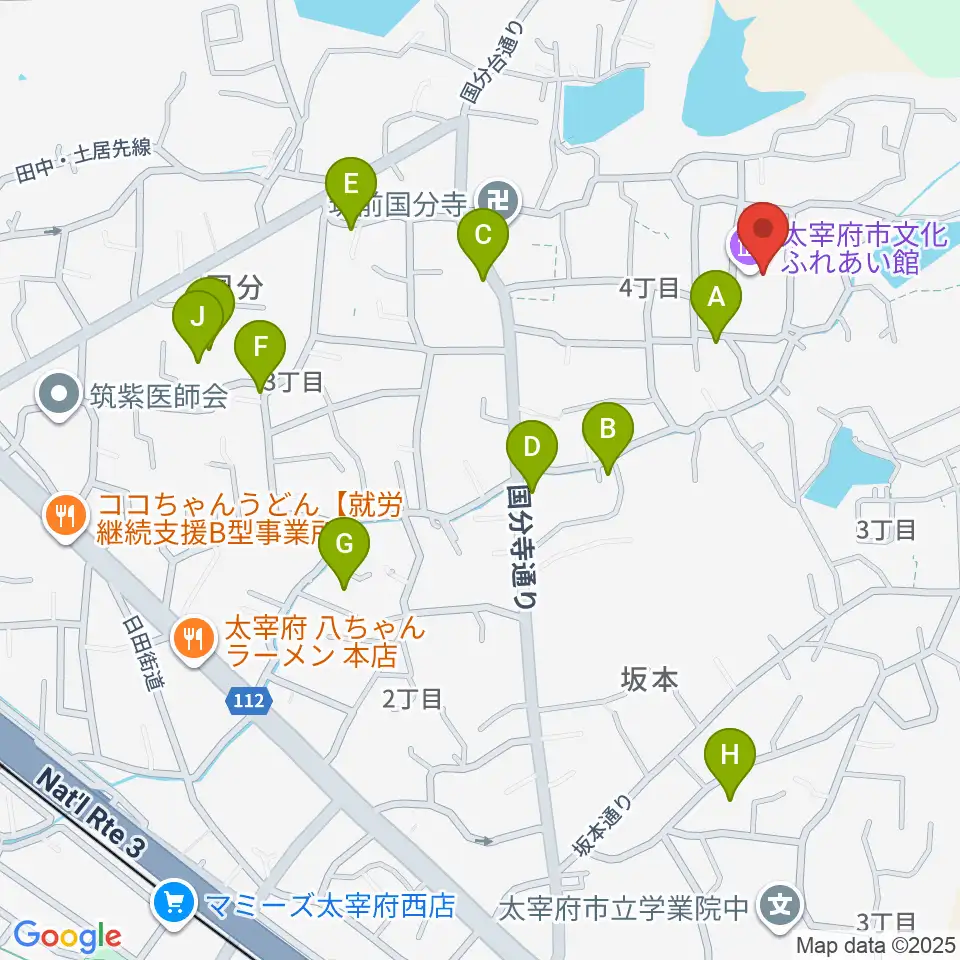 太宰府市文化ふれあい館周辺の駐車場・コインパーキング一覧地図