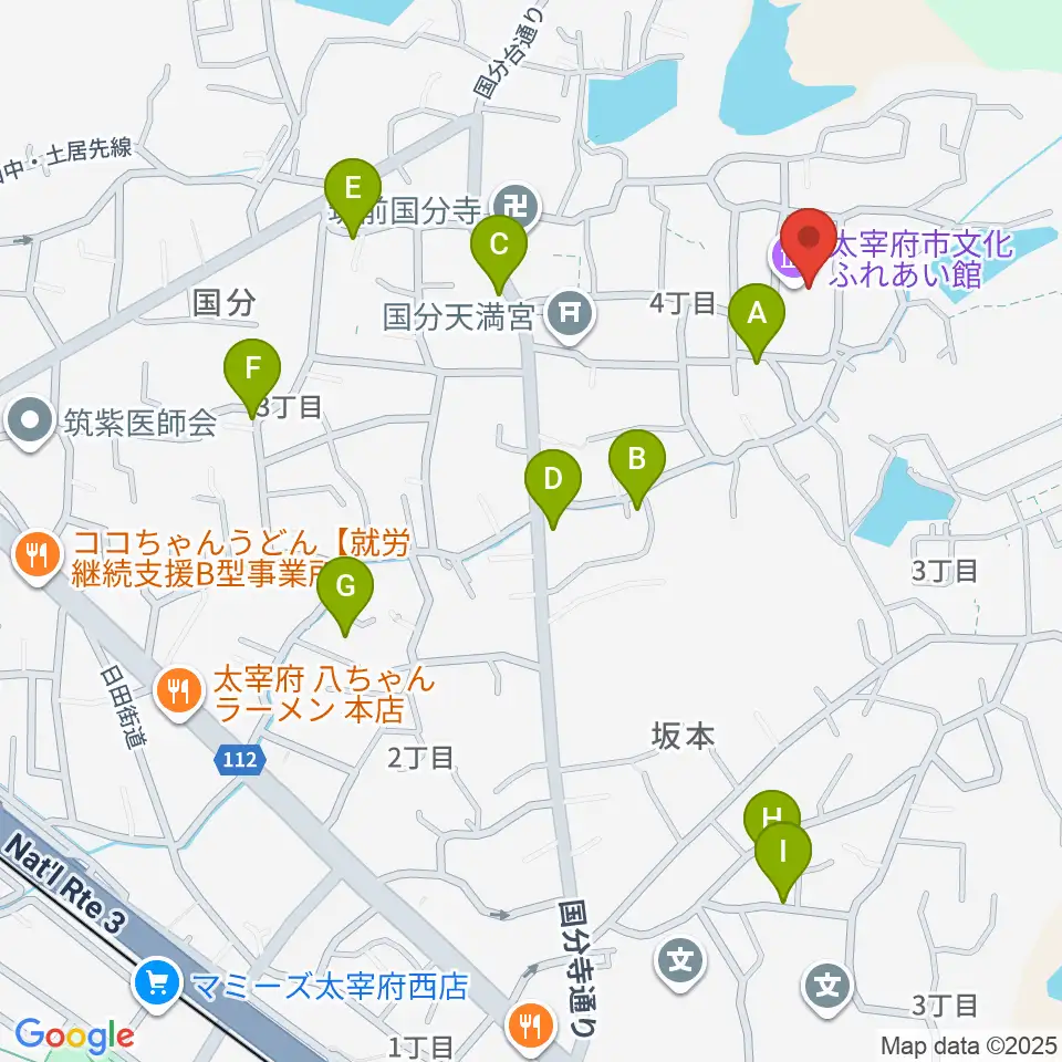 太宰府市文化ふれあい館周辺の駐車場・コインパーキング一覧地図