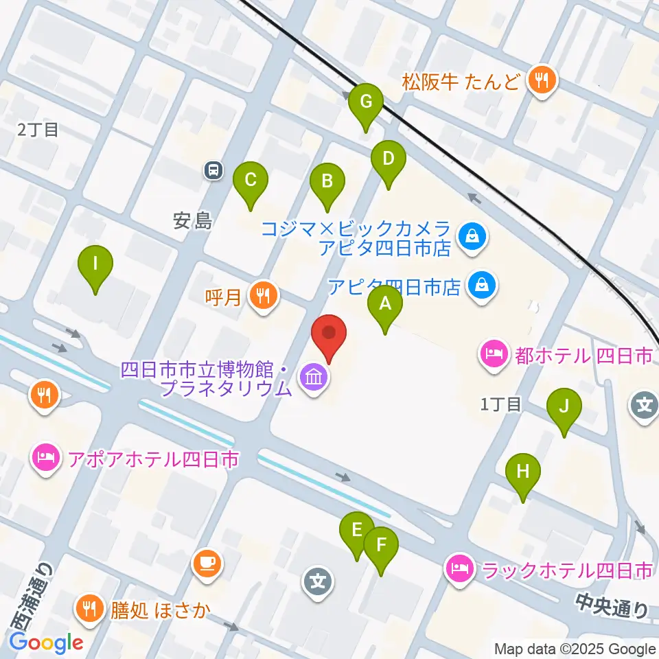 四日市市立博物館周辺の駐車場・コインパーキング一覧地図
