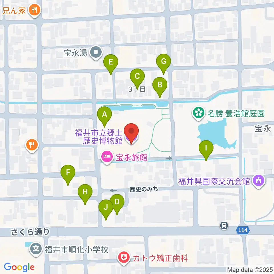 福井市立郷土歴史博物館周辺の駐車場・コインパーキング一覧地図