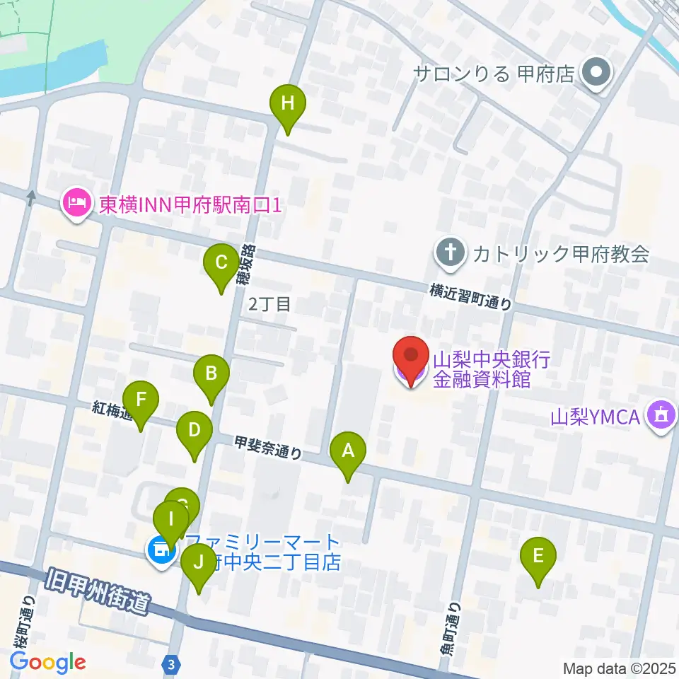 山梨中銀金融資料館周辺の駐車場・コインパーキング一覧地図