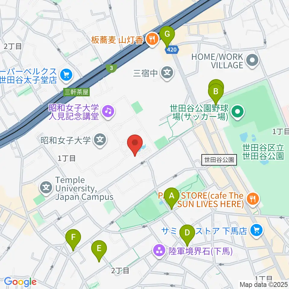 昭和女子大学光葉博物館周辺の駐車場・コインパーキング一覧地図