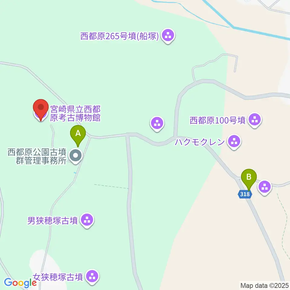 宮崎県立西都原考古博物館周辺の駐車場・コインパーキング一覧地図