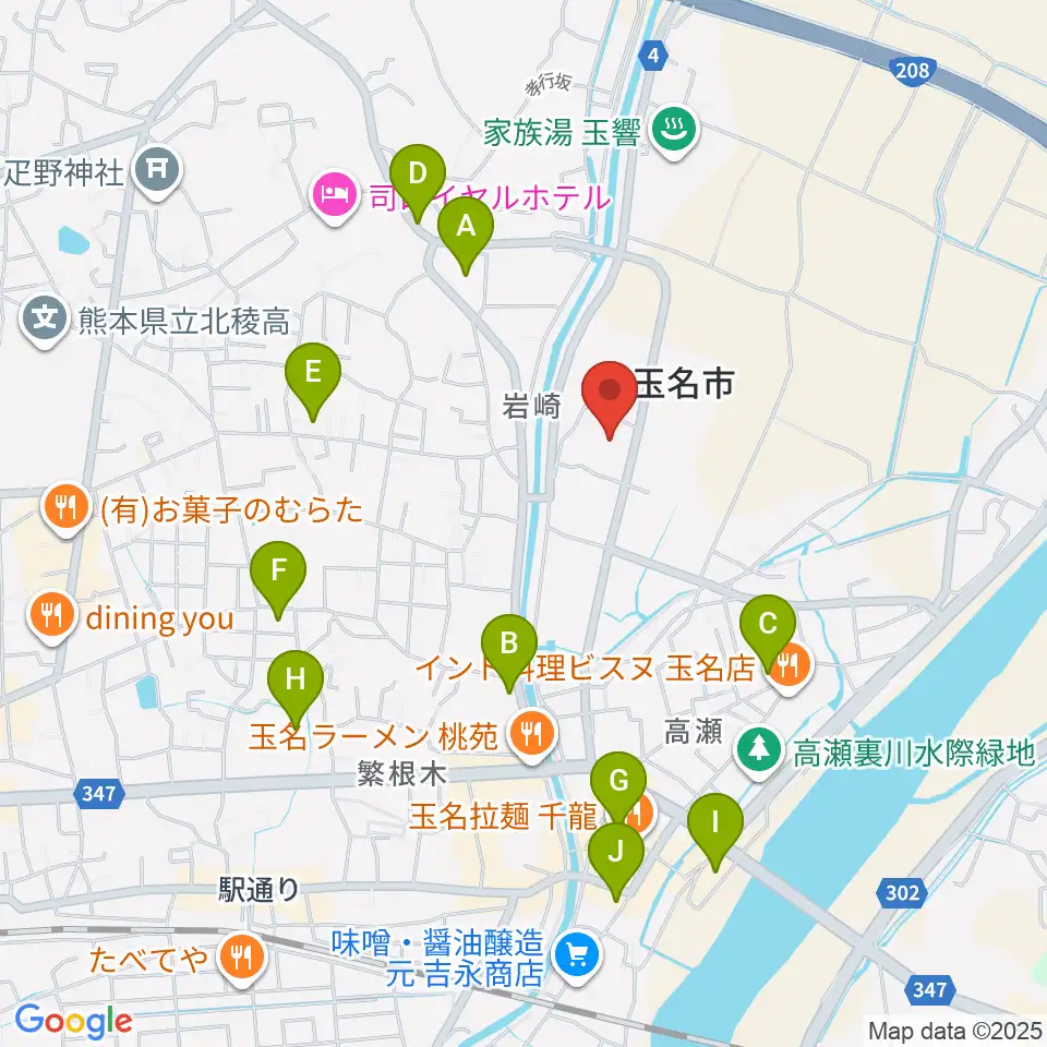 玉名市立歴史博物館こころピア周辺の駐車場・コインパーキング一覧地図
