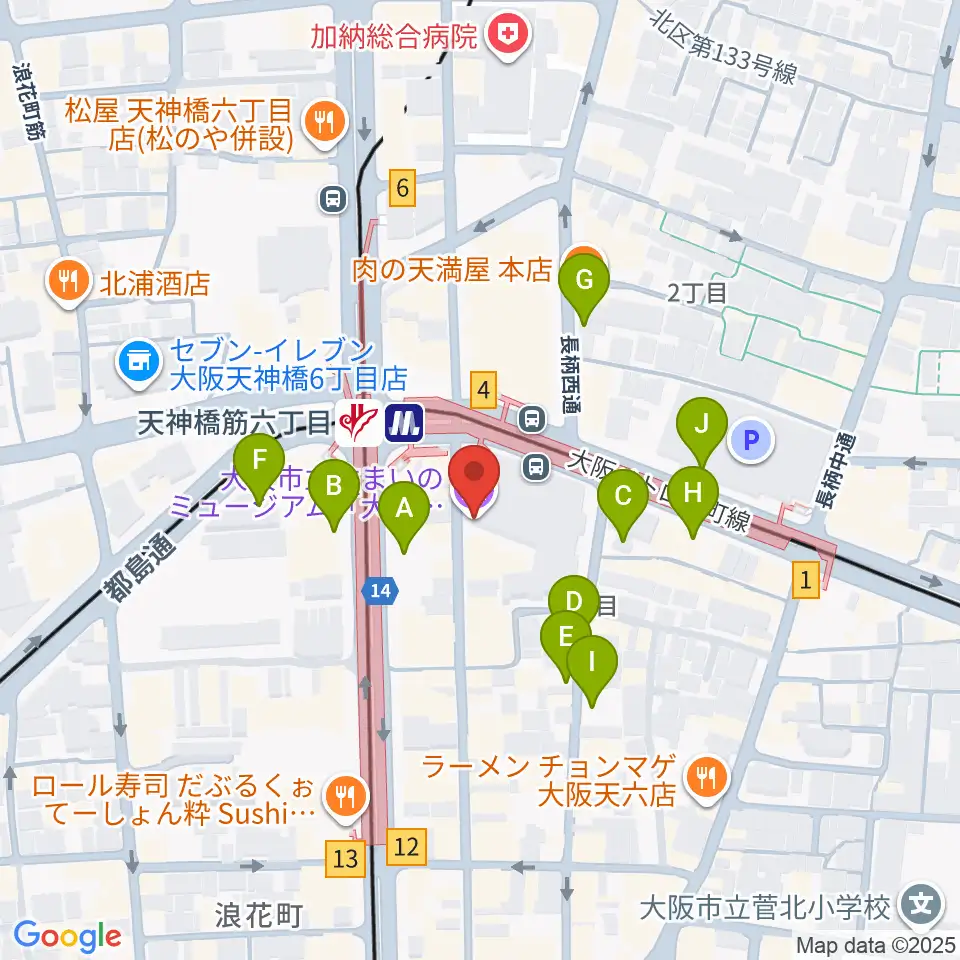大阪くらしの今昔館周辺の駐車場・コインパーキング一覧地図
