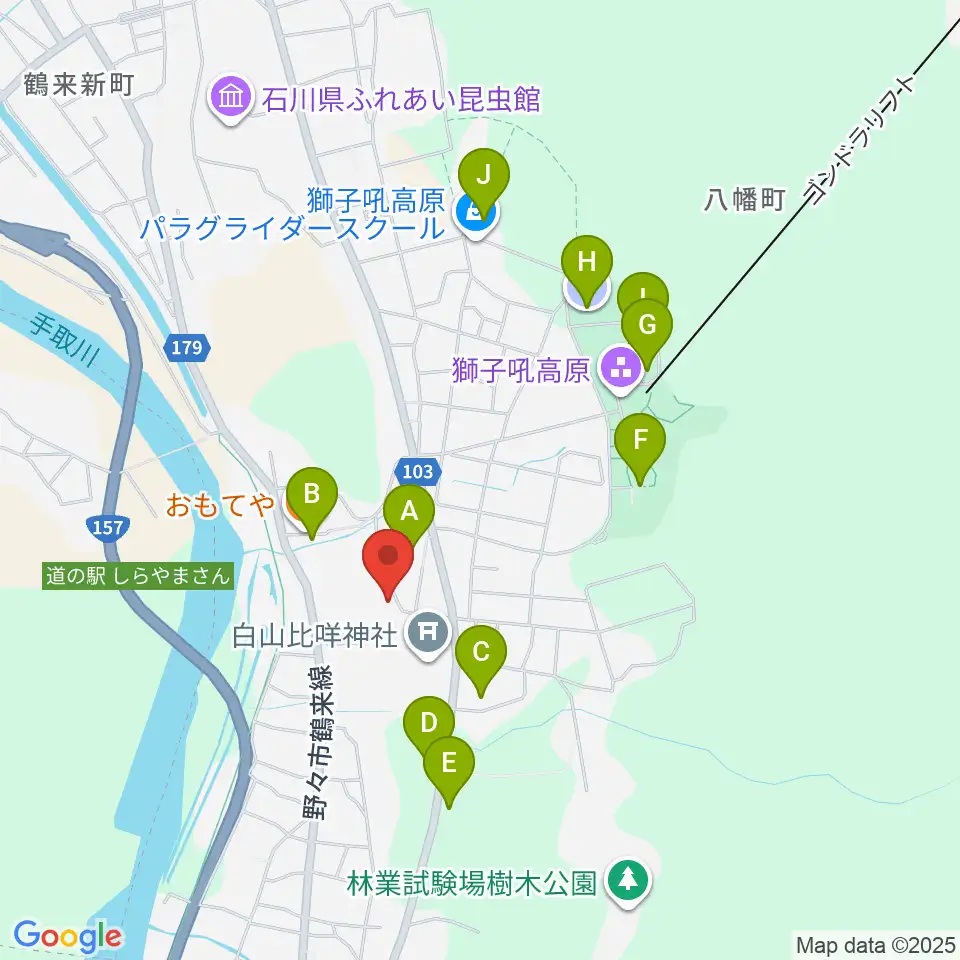 白山比咩神社宝物館周辺の駐車場・コインパーキング一覧地図