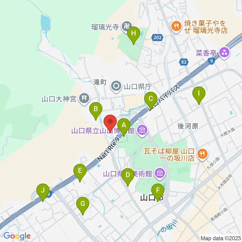 山口市歴史民俗資料館周辺の駐車場・コインパーキング一覧地図