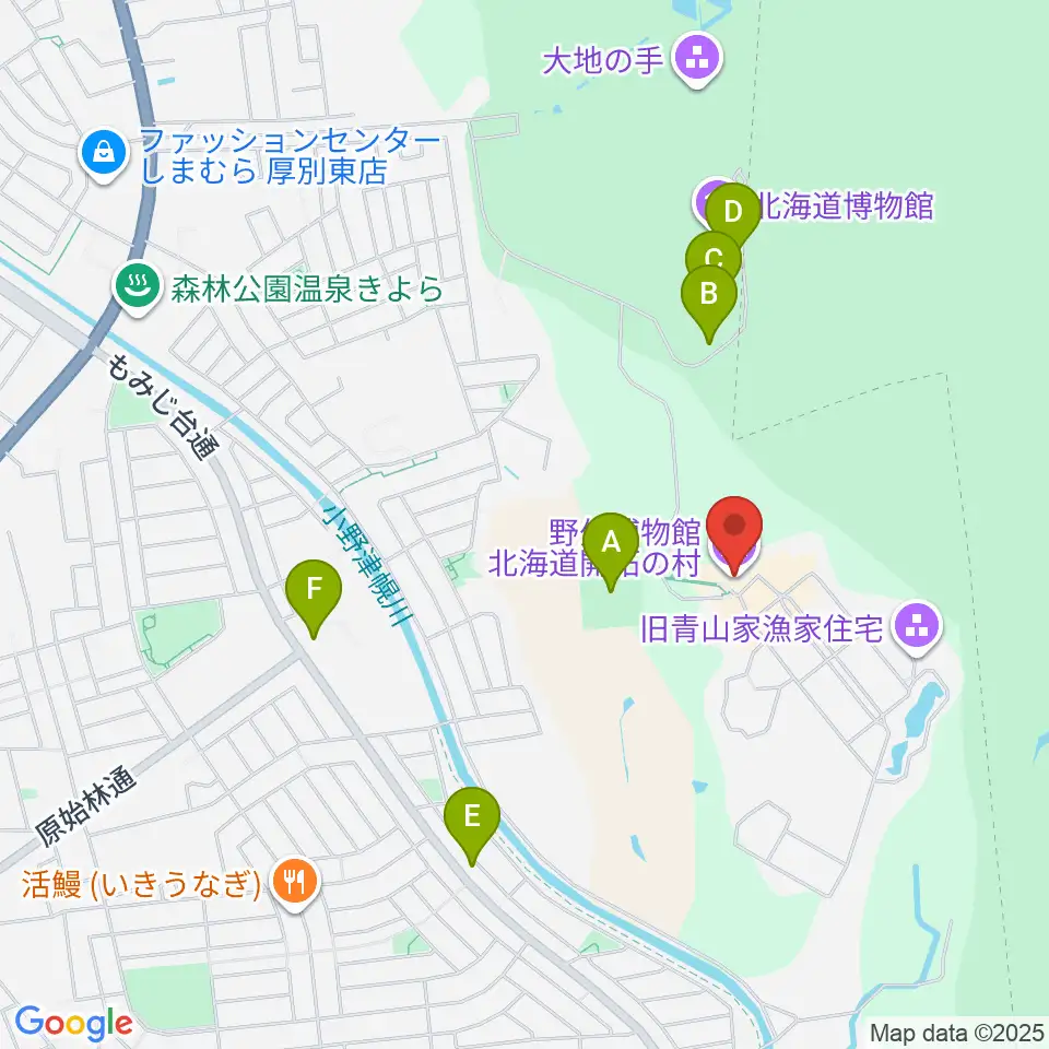野外博物館 北海道開拓の村周辺の駐車場・コインパーキング一覧地図