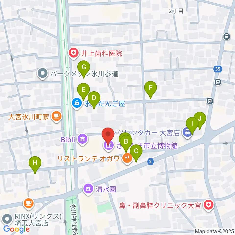 さいたま市立博物館周辺の駐車場・コインパーキング一覧地図